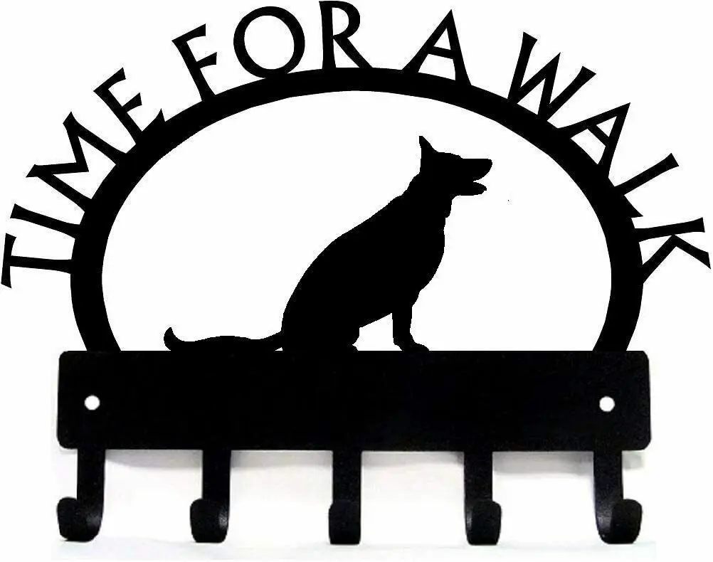 

German Shepherd Sitting Time For A Walk Key Rack Dog Leash Hanger Wall Key Holder Decoration For Home