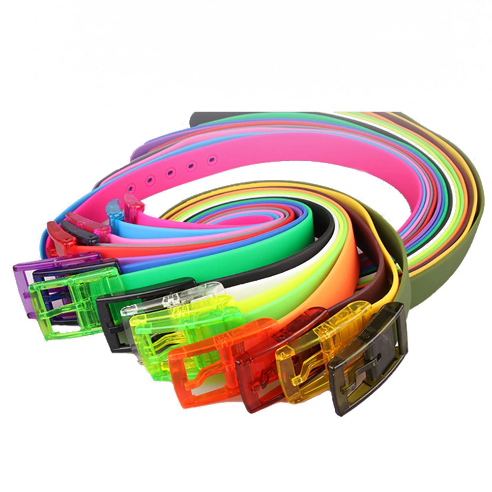Eco-Friendly Plastic Belt For Men Women Candy Color Unisex Silicone Rubber Belts Male Female Jeans Leather Strap Accessories