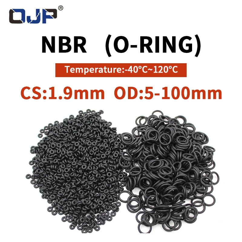 

NBR O Ring Seal Gasket Thickness CS1.9mm OD5-100 Oil and Wear Resistant Automobile Petrol Nitrile Rubber O-Ring Waterproof Black