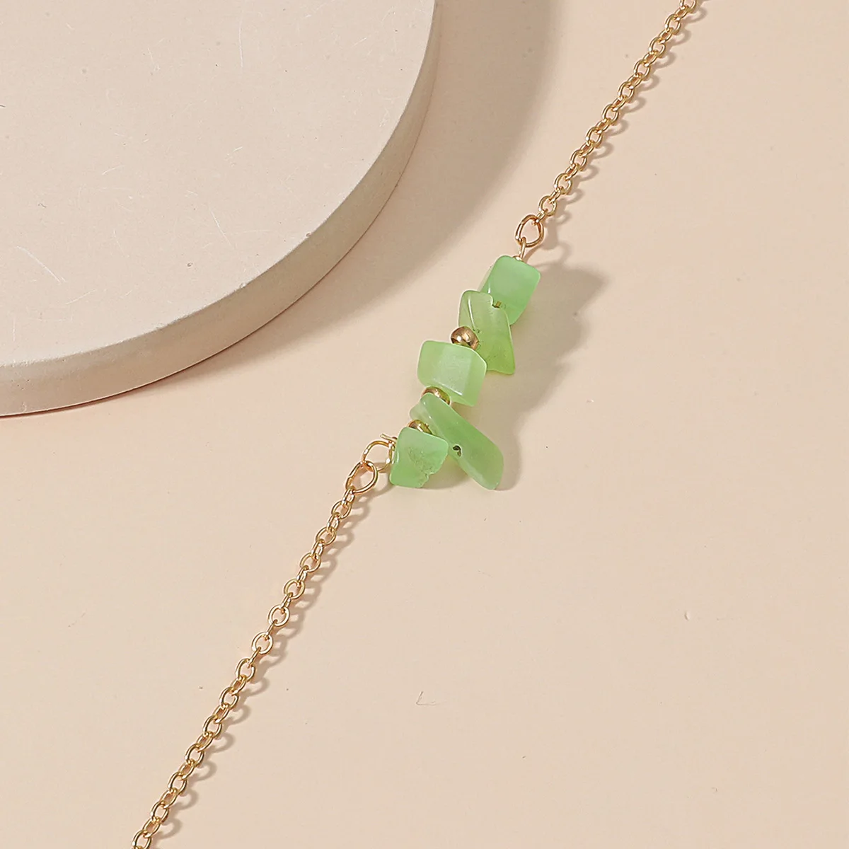 

Vintage Green Stone Anklet Bohemian Geometric Pendant Beach Charms Ankle Bracelet Halhal Jewellery Anklets For Women O1515