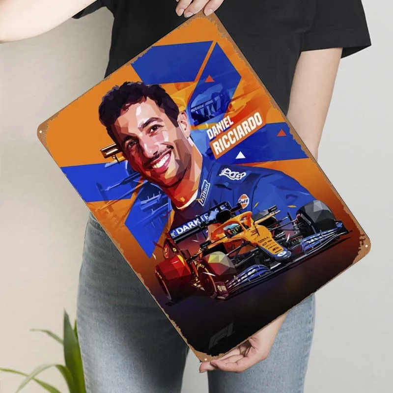 Даниэль Риккардо низкий поли металлический знак Спортивный постер кофе бар