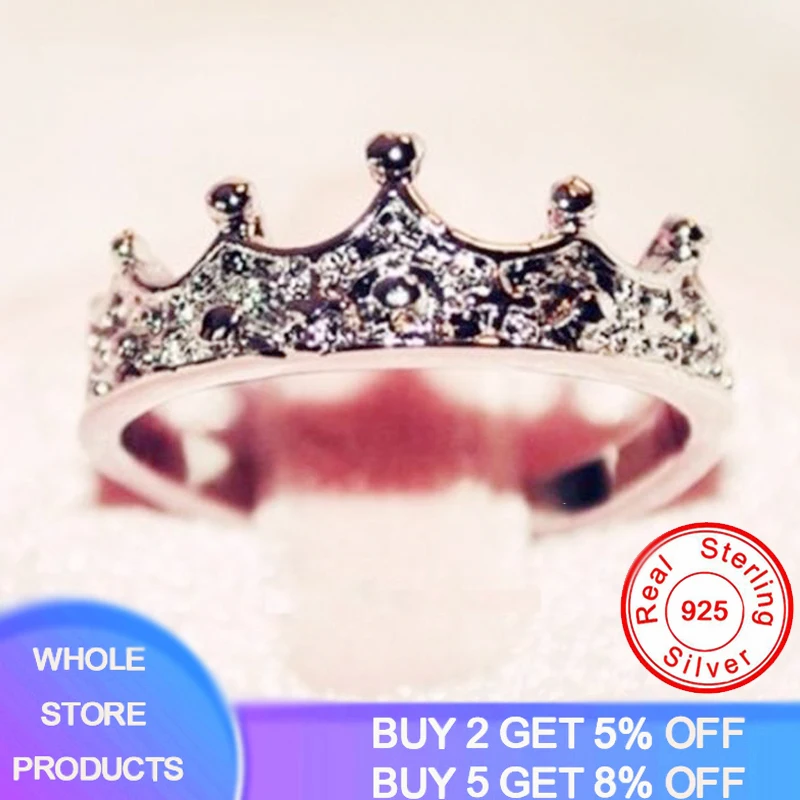 

YANHUI Luxury Queen Crown Ring Tibetan Silver Jewelry Micro Cubic Zirconia Tail Ring Fashion Girl Women's Gift Jewelry
