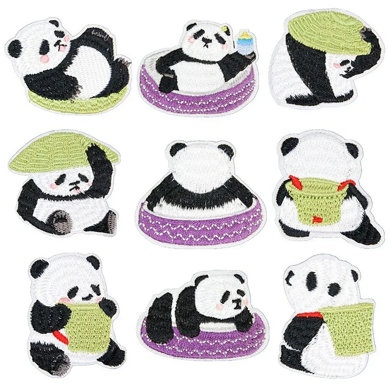 

100pcs/lot Luxury Anime Embroidery Patch Panda Bamboo Animal Shirt Bag Clothing Decoration Accessory Craft Diy Gift Applique