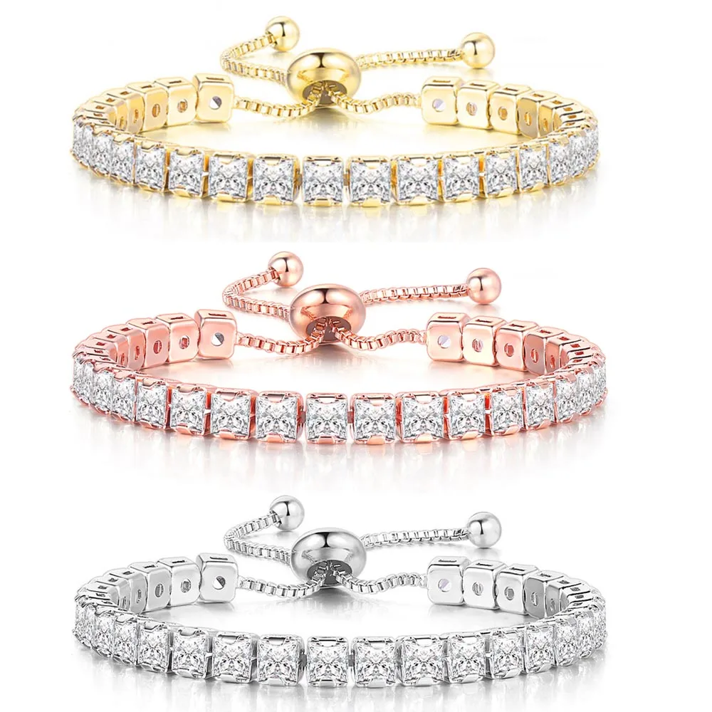 

Luxury Bohemian Style Crystal Multicolor Cubic Zirconia Tennis Bracelets For Women Adjustable Charm Jewelry On Hand Friends Gift