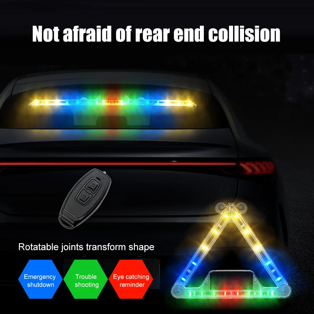 

Car Warning Lights Assembly Solar/USB Powered RGB Warning Signal Lamp 18LED Road Triangle Safety Handheld Wand Accessories