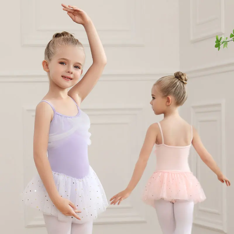 AOQUNFS Girls Ballet Dress Dance  Leotards With Skirt Children Gymnastics Training Camisole Leotards For Kids Dance Costumes