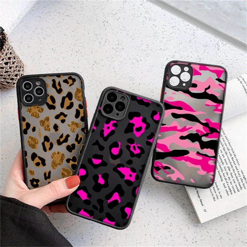 

Leopard Milk Cow Zebra Case for IPhone 13 12 11 Pro MAX Mini XS MAX X XR 8 7 Plus SE 2020 Camera Protection Matte Hard PC Cover