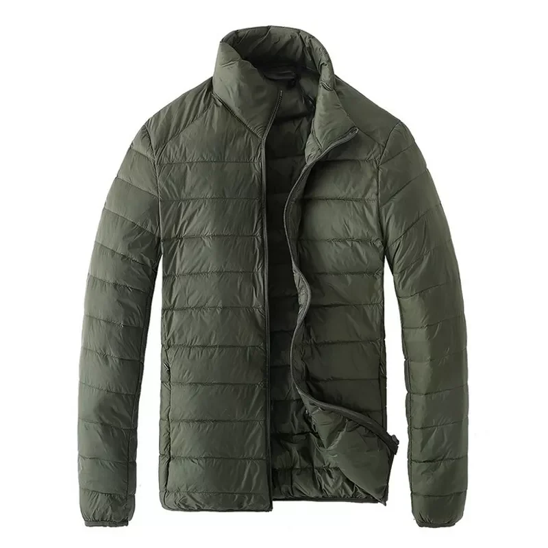New2022 Jacket Autumn Winter New Fashion Stand Collar Short Large Ultra-thin Lightweight Youth Slim Coat Parka Male Clothing