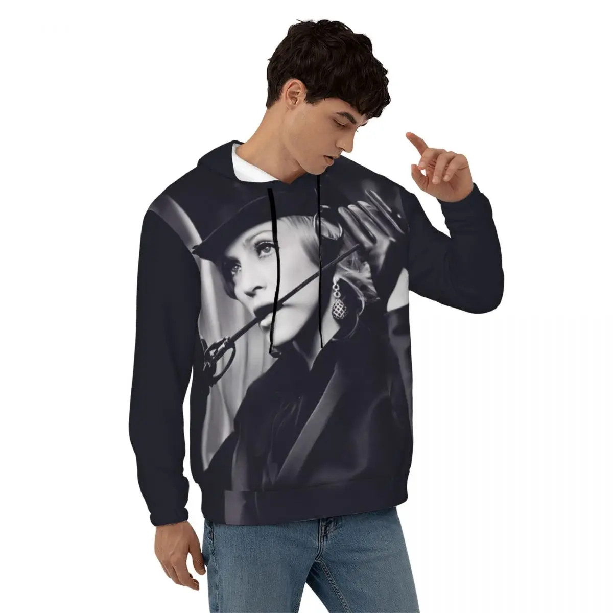 

Madonna Casual Hoodies Top Star Velvet Warm Hooded Shirt Winter Long-Sleeve Loose Oversized Pullover Hoodie Birthday Present