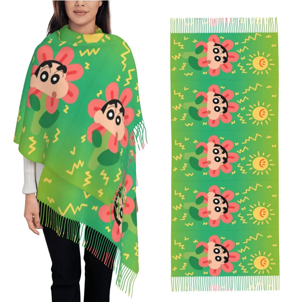 Шарф Chocobi с карандашом Шин-чан женские забавные мультяшные головные платки