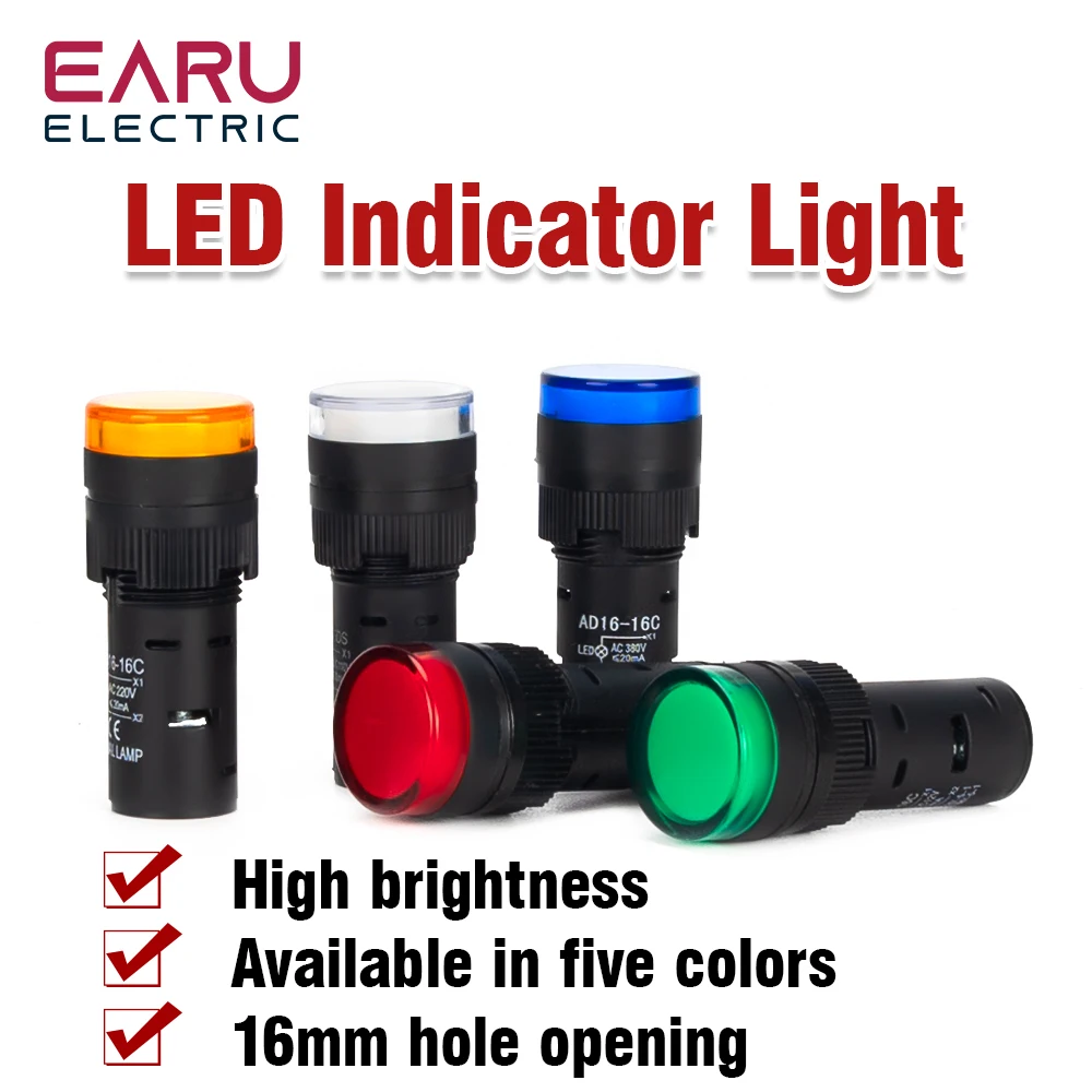 

Светодиодный индикатор EARUELETRIC 16 мм красный