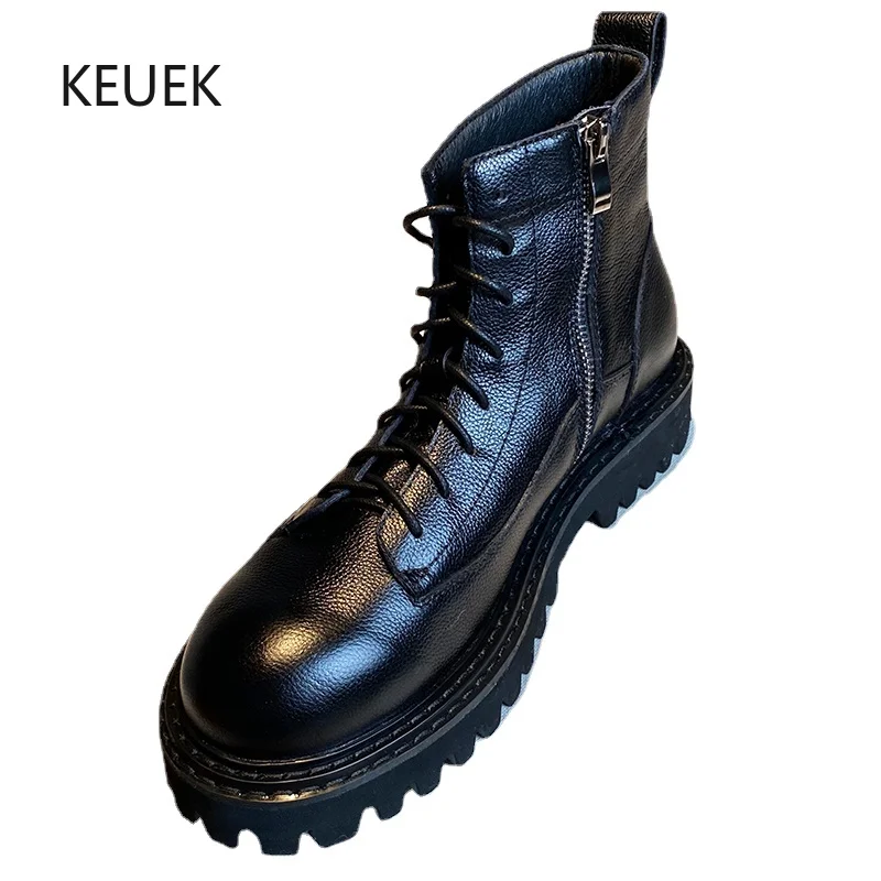 

New Fashion Breathable Genuine Leather Ankle Chelsea Boots Men Shoes Outdoor British Style Business Work Motorcycle Boots 5A