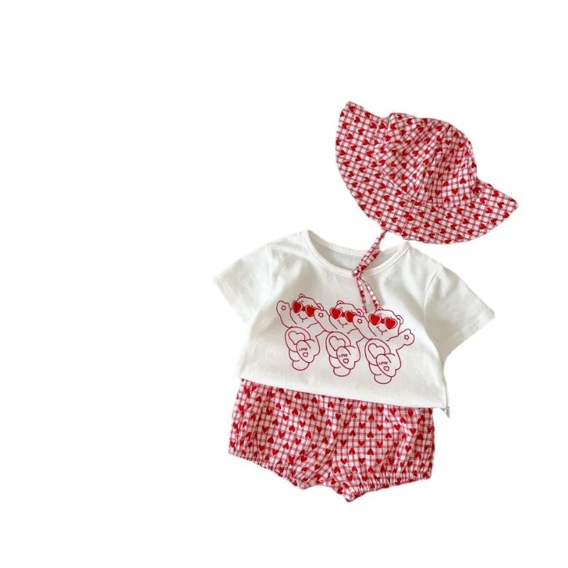 Летний детский хлопковый костюм новый для мальчиков и девочек футболка с