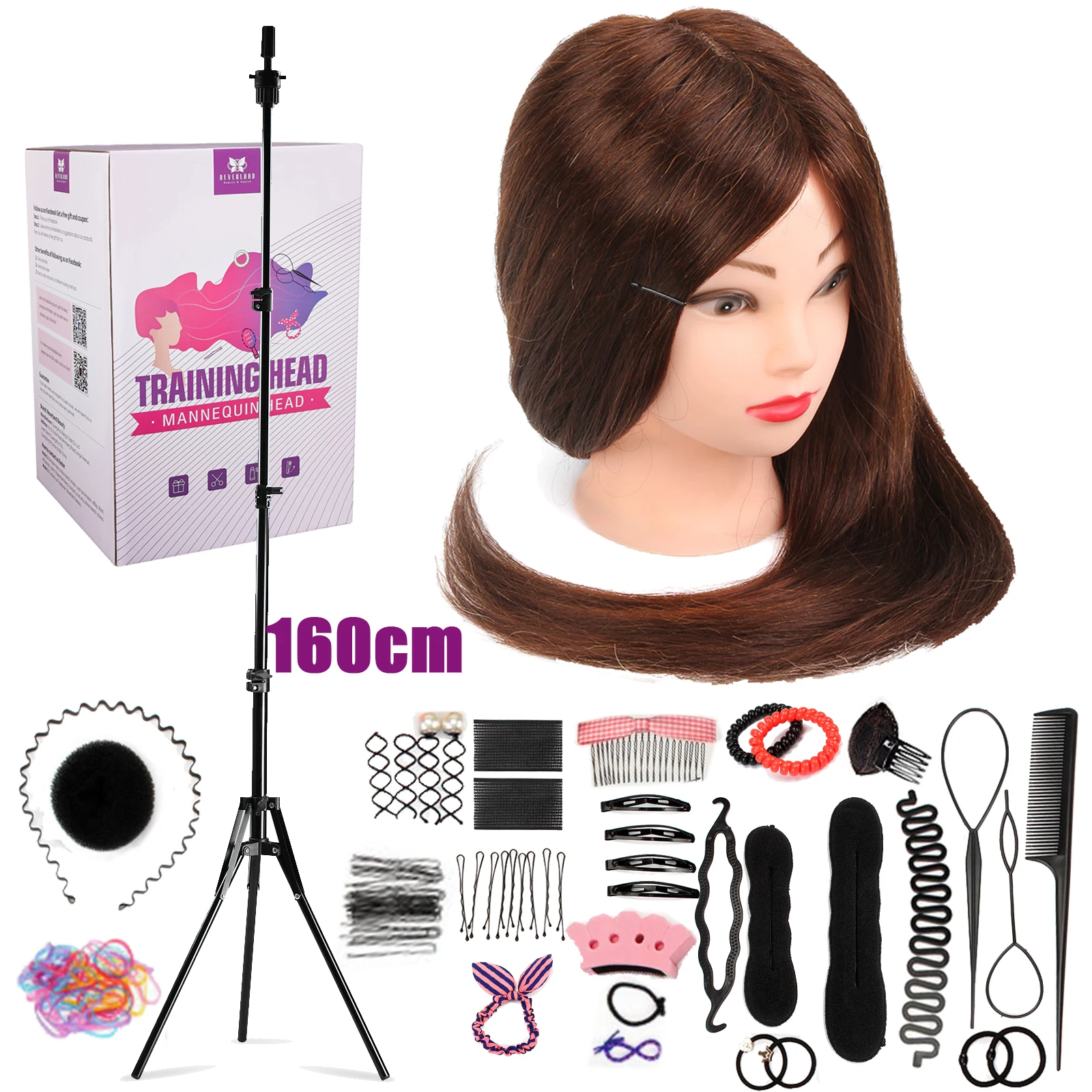 

Mannequin Doll Training Head 80% Real Hair Brown Blond Hair for Barber Hairdressing hairstyles Styling Practice 160cm Tripod
