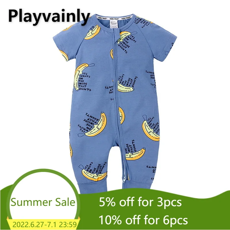 

2021 Summer Baby Boy Girl Romper Cartoon printing cotton short sleeve Jumpsuit Newborn Clothing 0-3T E100238