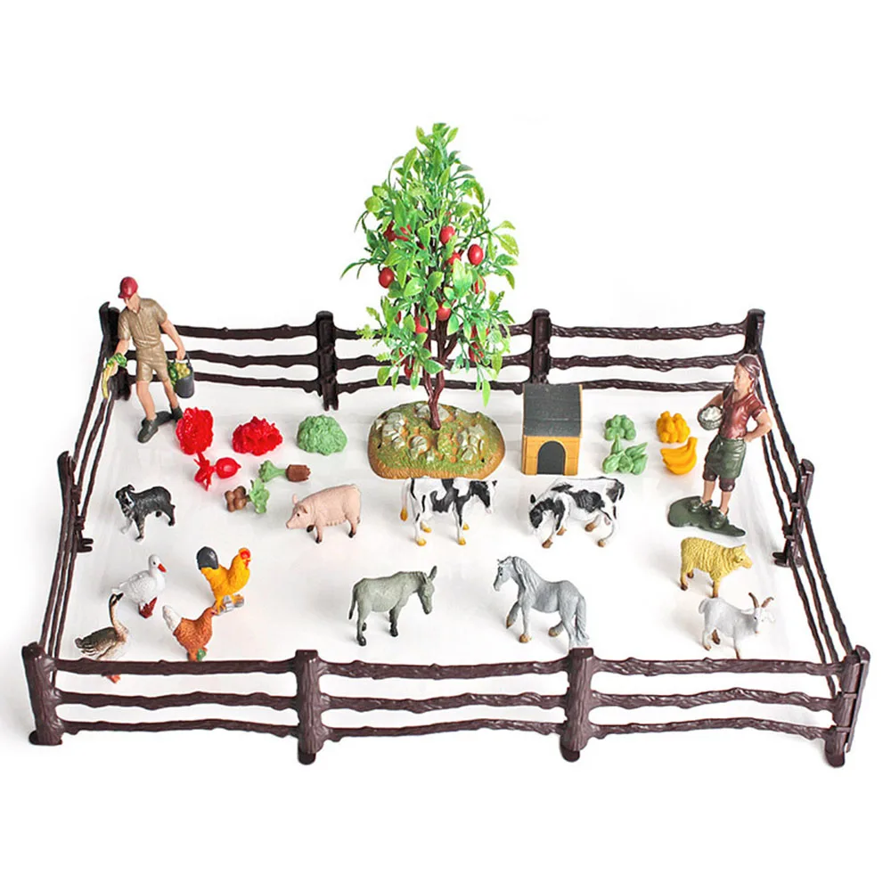 

36pcs/Set Simulation Model of Surrounding Accessories in Farm Scene Solid Mini Poultry DIY Desktop Ornaments Figurines Kids Toys
