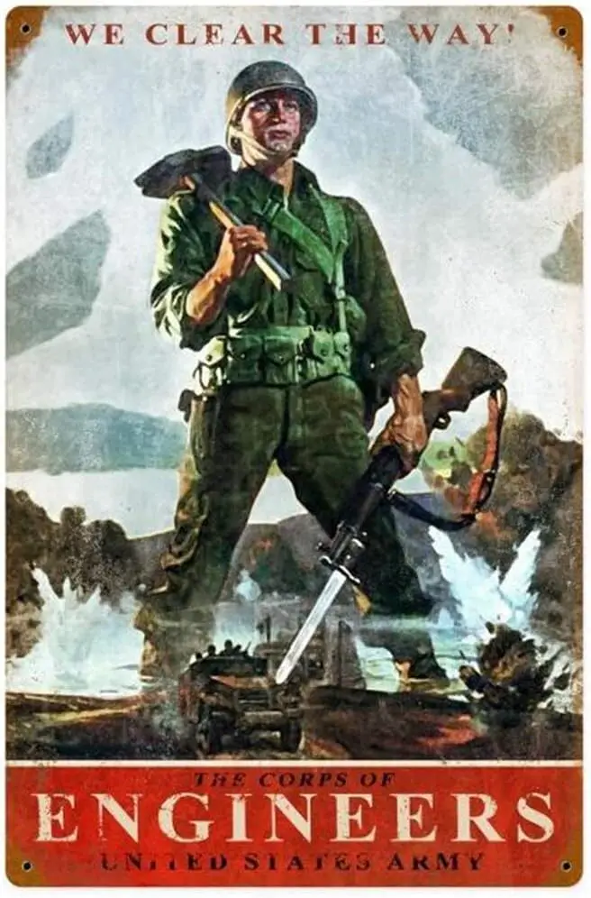 Металлическая жестяная вывеска инженеров армейского корпуса SmartCows с