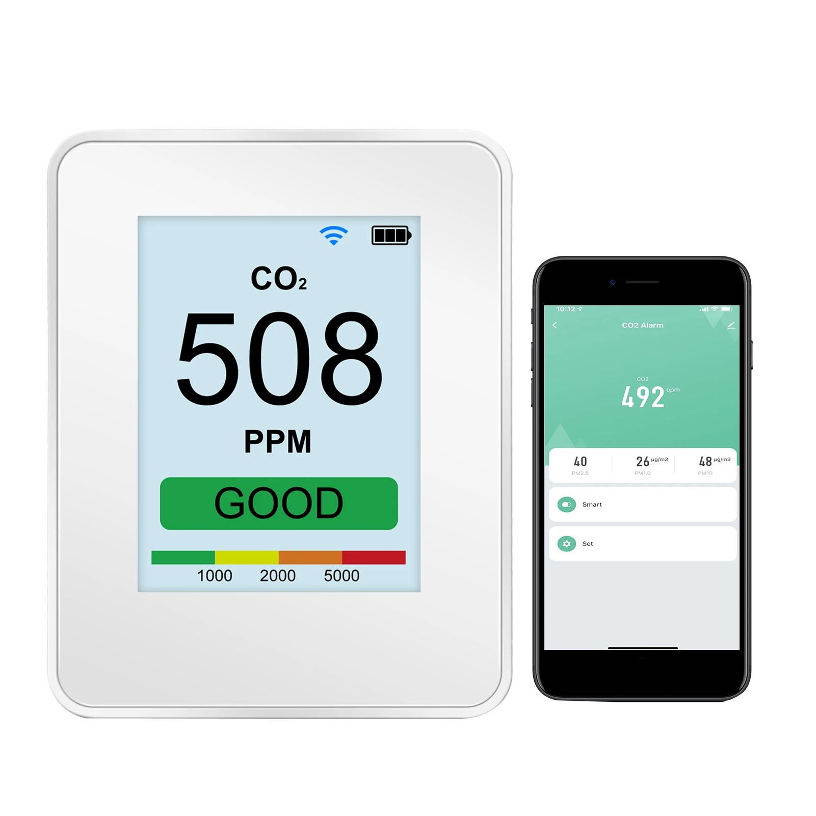 

Умный монитор качества воздуха, Wi-Fi, тестер CO2 PM2.5 PM1.0 PM10, удаленный мониторинг через приложение, 0,5 мкм/1,0 мкм/2,5 мкм/5,0 мкм/10 мкм детектор CO2