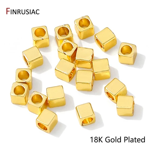 Разделители для бусин FINRUSIAC золотые латунные кубические 30 шт
