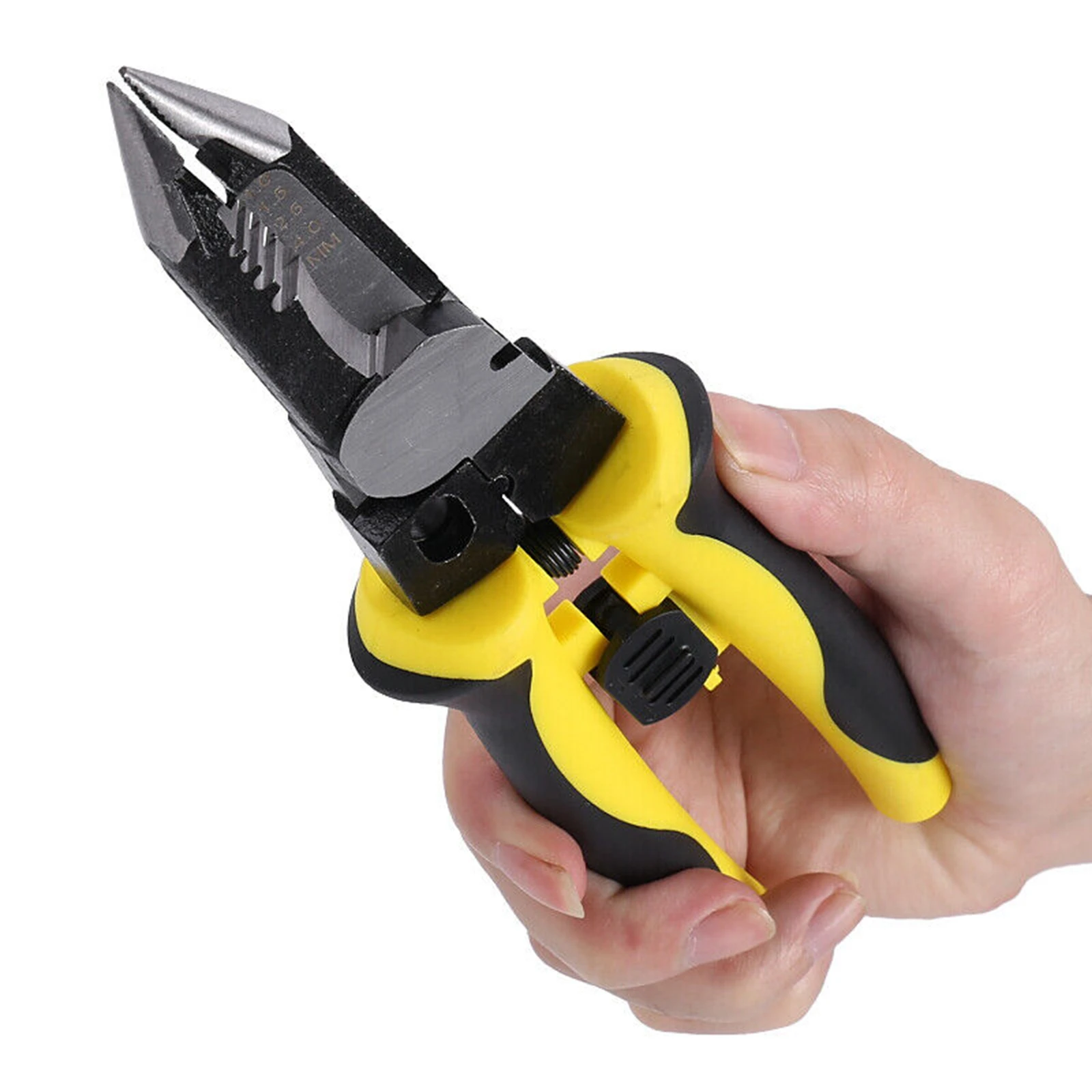 

8.66 in Multi Functional Decrustation Pliers Wire Strippers Cutter Needle Nose Pliers 7-in-1 Combination Electricians Tool Black