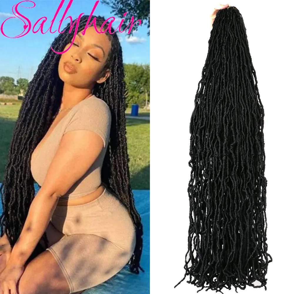 

Sallyhair Synthetic 36inch Long Nu Locs Crochet Braid Hair Ombre Goddess Faux Locs Black Crochet Braids Hair Extensions