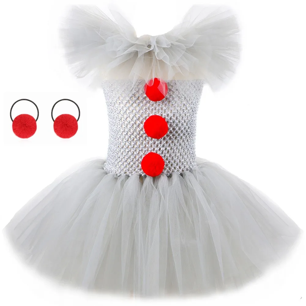 

Платье-пачка Joker Pennywise, страшный клоун для девочек, косплей, Хэллоуин, костюм для детей, карнавальвечерние, необычное платье, детская одежда
