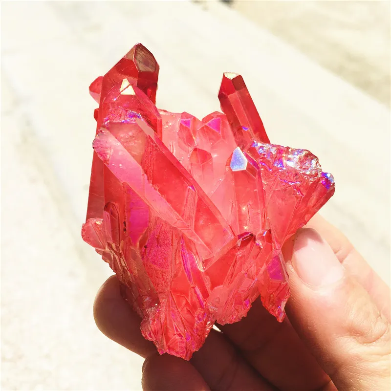 

Натуральный кристалл Зеленый Ангел Аура кварцевый кластер камень для домашнего декора зеркальное титановое покрытие исцеляющие кристаллы...