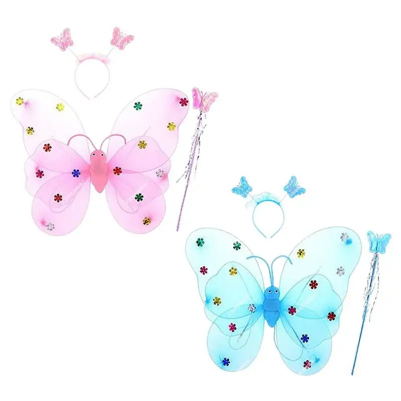 

Butterfly Wings For Girls GirlsFairy Wings With Wands Glowing Headbands Fairy Elf Princess Angel Wings For Women Girls Stage