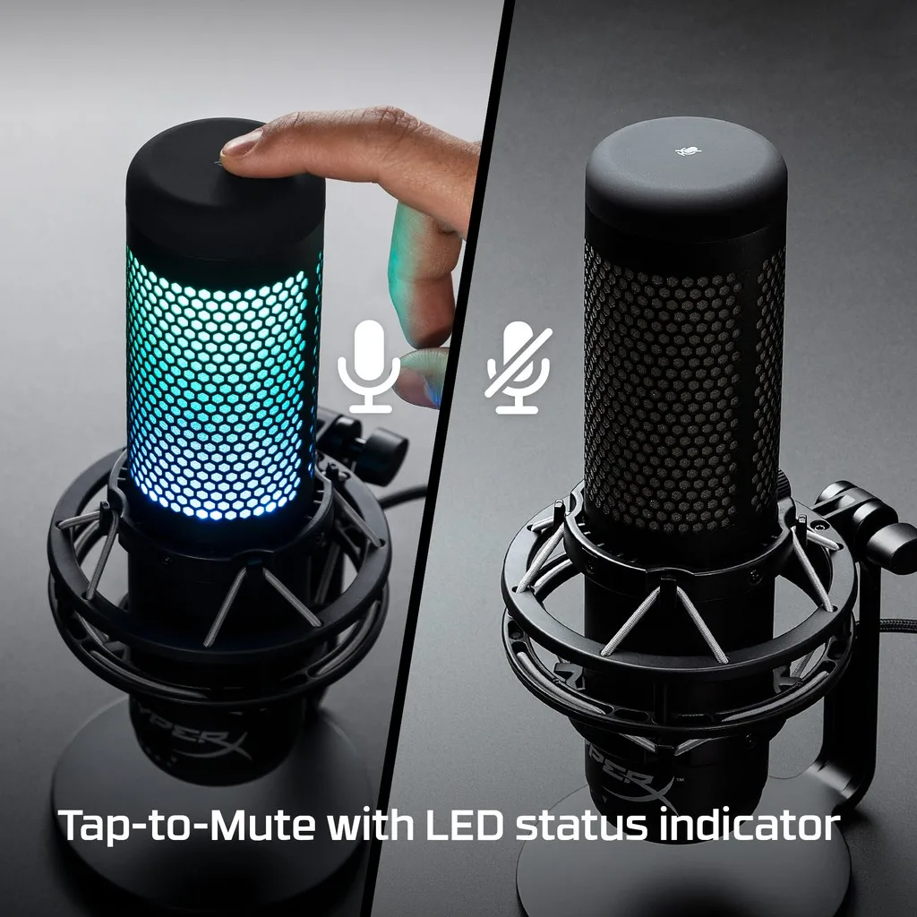 Гиперкс КвадКаст С РГБ Освещение USB Конденсаторный Гейминг и Стриминг Микрофон для ПК ПС4 Кингстон он.