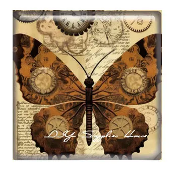 10 шт./лот ретро стимпанк шестерня кошка девушка квадратная фотография стеклянный