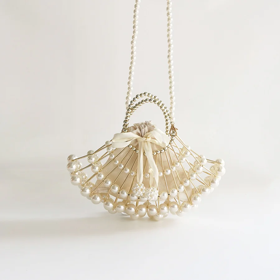 

Роскошный вечерний клатч-тоут в форме ракушки для женщин, свадебные кошельки с жемчугом, дизайнерская женская сумочка под подмышку