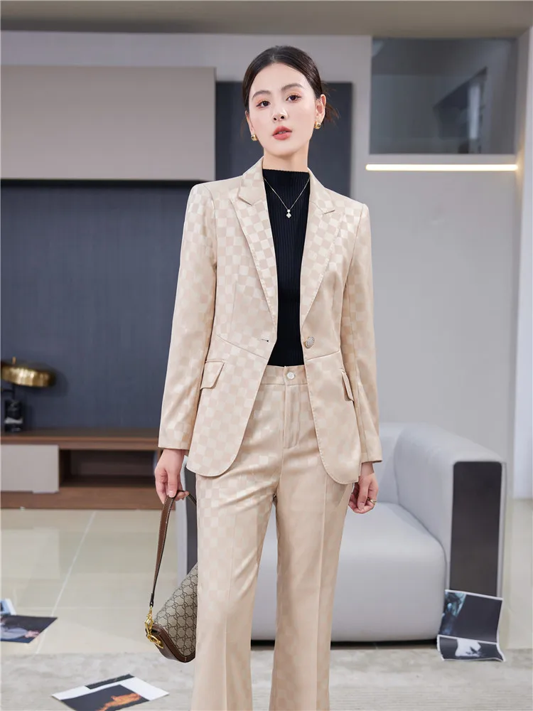 2 шт. Женский офисный костюм из блейзера и брюк с длинным рукавом