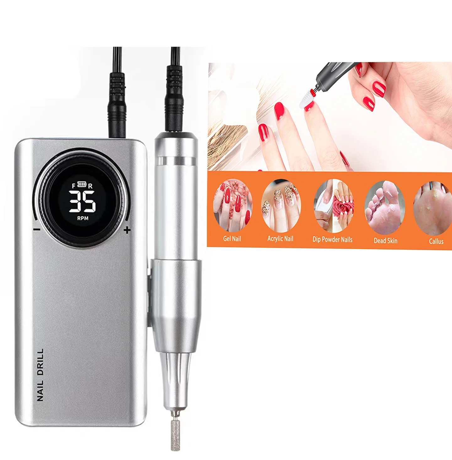 

Аппарат для маникюра с ЖК-дисплеем, 35000 об./мин.