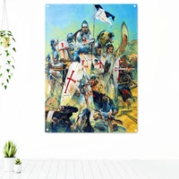 knights templar armor banners flags wall sticker crusader posters tapestry living room decoration canvas painting wall hanging 3