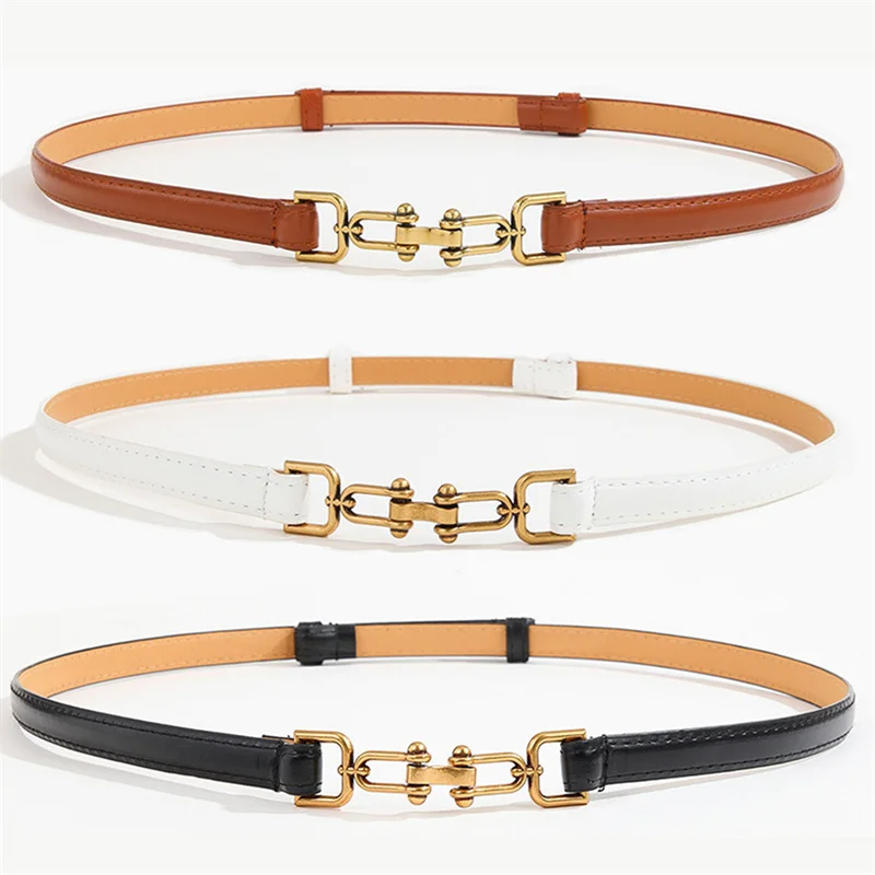

Metal Woman Cowhide Waist Belt Designer Girl Genuine PU Leather Fashion Belts Wedding Accessories