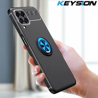 keysion shockproof case for samsung m33 5g m32 m12 soft silicone ring stand phone back cover for samsung a22 a42 a12 a22s 5g