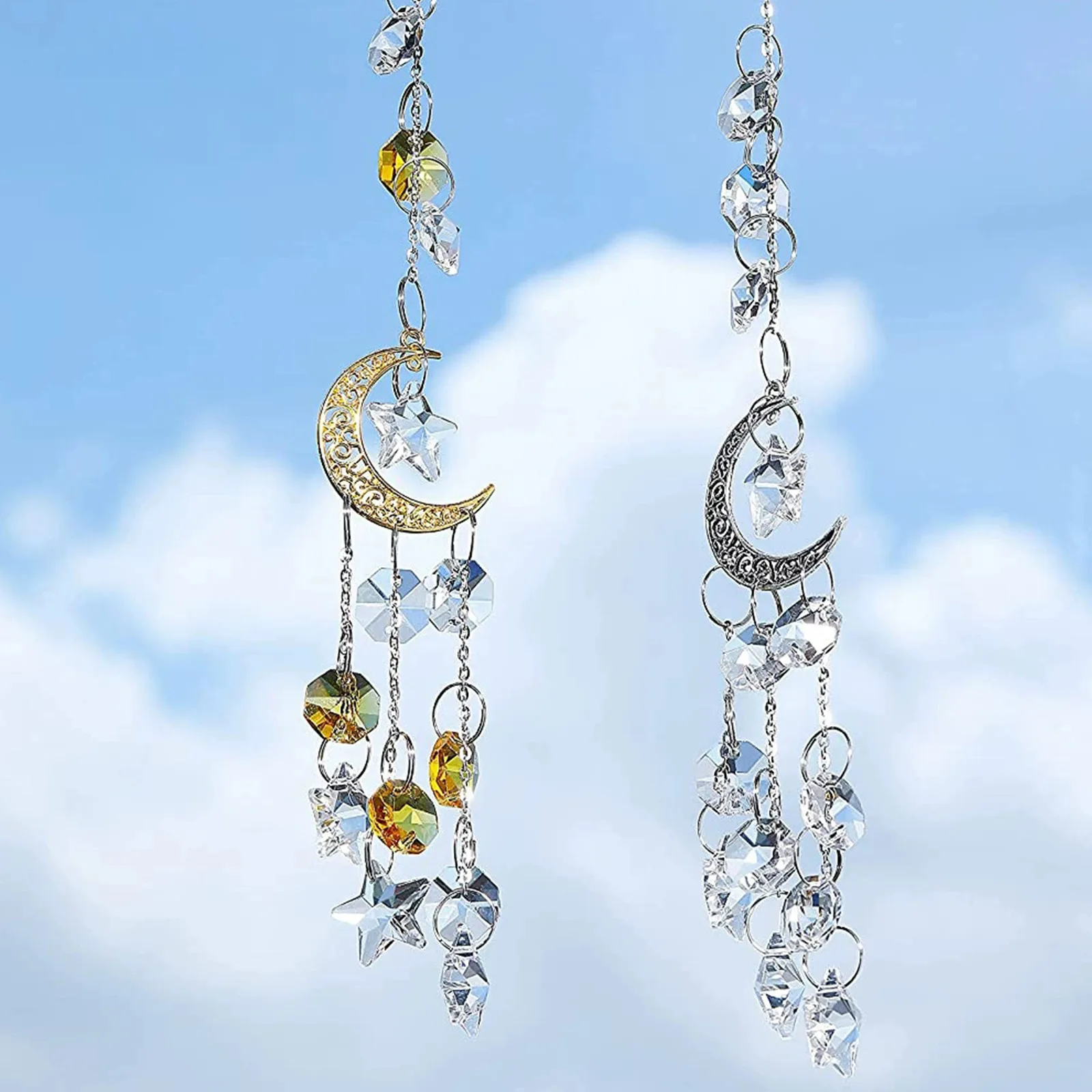 

Hot Sale Indoor Window Crystal Ball Decoration Pendant Charm Outdoor Color Decorations Pendant Moon Star 3d Home Decor Jewelry