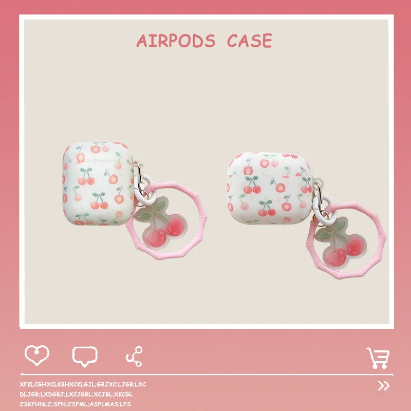 

Creamy White Earphone Case For AirPods Pro 2 1 Cases Soft Luxury Cherry Protective Cover with Bracelet for AirPod 2 Air Pods