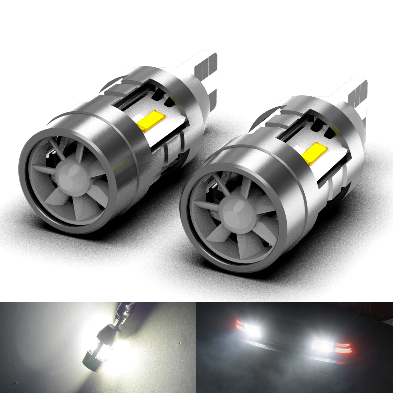 Фото Светодиодные лампы Katur T15 W16W T16 (2 шт.) с вентилятором, высокой мощностью, Plug and Play, для Audi 8U Q5 8R Q7 4L TT 8J A1 8X1 8XK A3 8P A4 №1