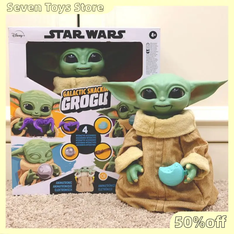 Фото Новая официальная электронная игрушка Star Wars The Mandalorian Grogu Baby Yoda со звуком и интерактивными функциями, коллекционный подарок для взрослых №1