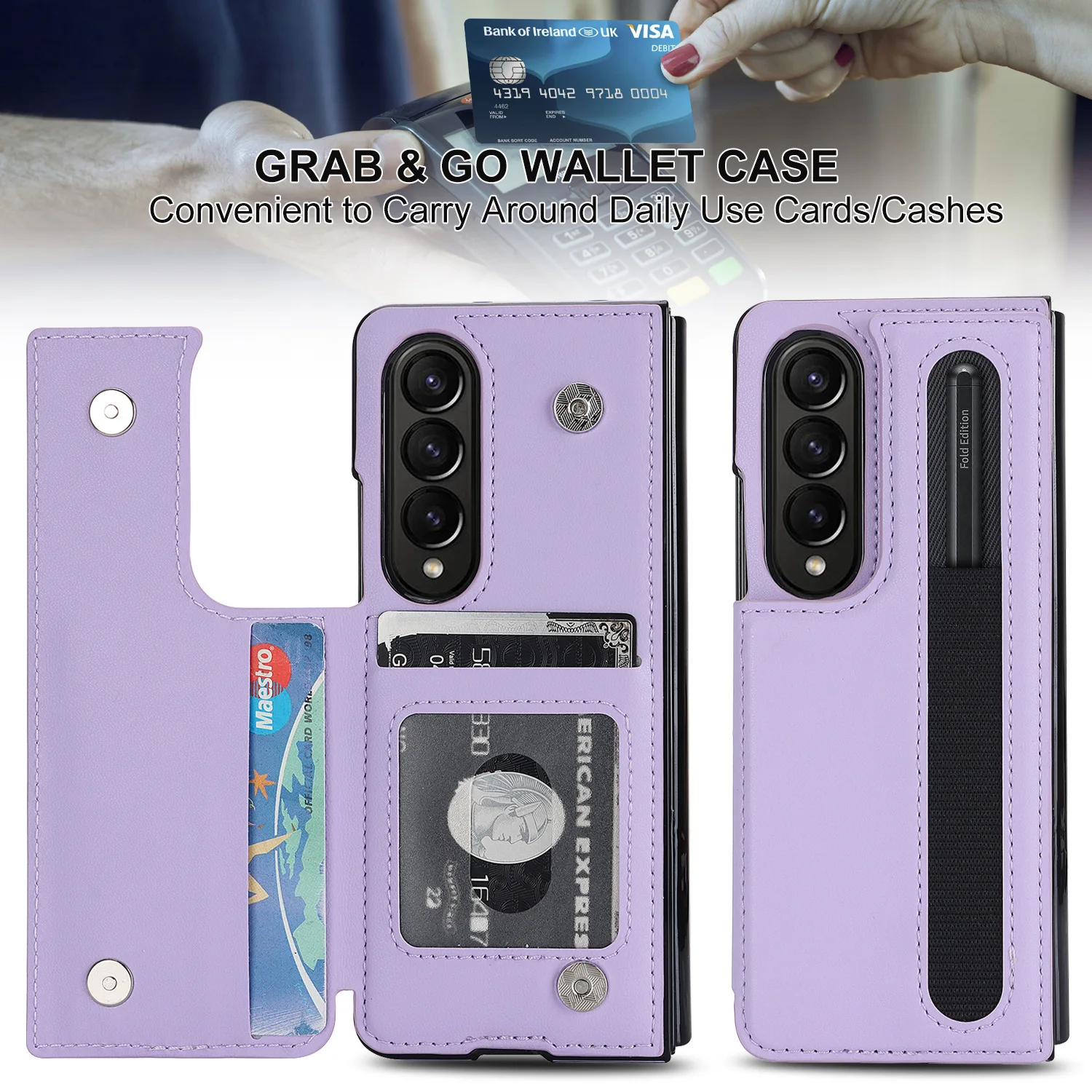 

With Spen Slot Holder Card Slot Wallet Case For Samsung Galaxy Z Fold 5 Case For Samsung Galaxy Z Fold 4 3 Case