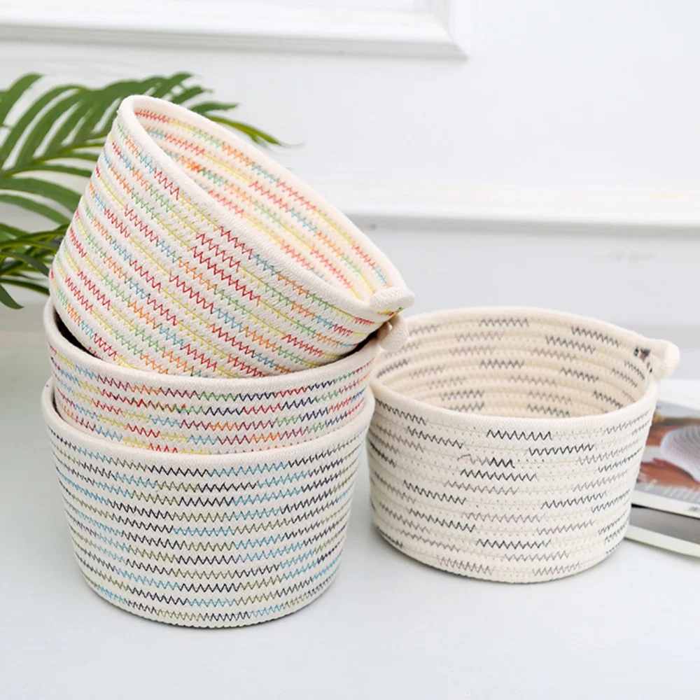 

Хлопковая веревка, корзина для хранения детской одежды, Большая маленькая корзина для хранения мелочей, органайзер, ручка, корзина для бель...