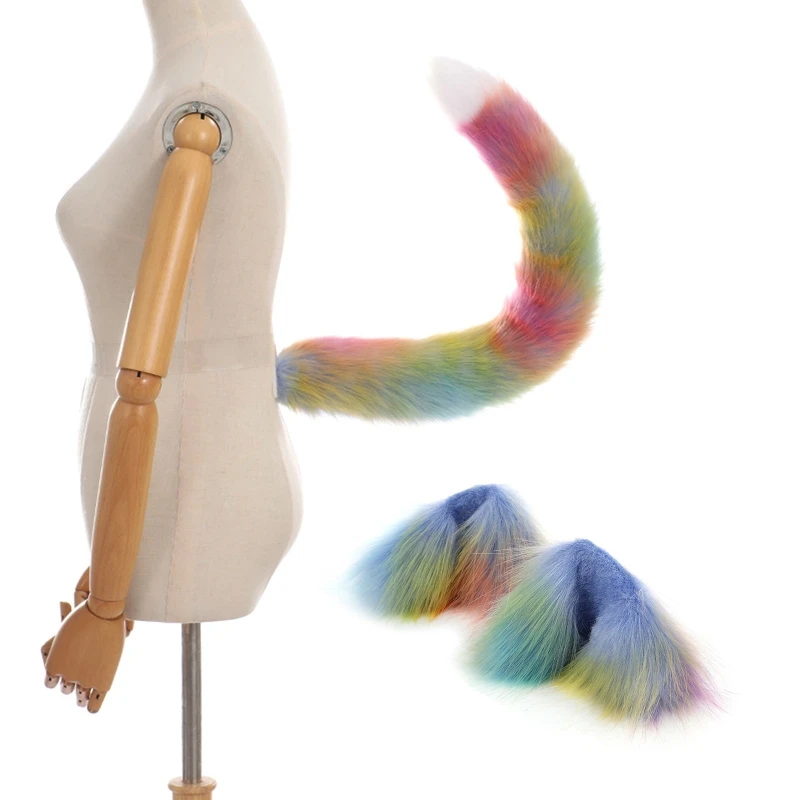 

Повязка на голову с кошачьими ушками и хвост из искусственного меха для Хэллоуина косплея вечеринки костюм аксессуары для кошачьих ушей хвост Комплект для взрослых