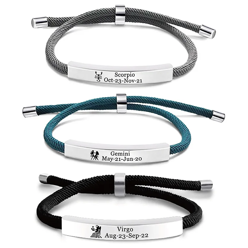 Duoying 12 знаков зодиака надпись гравировка имени браслет из нержавеющей стали