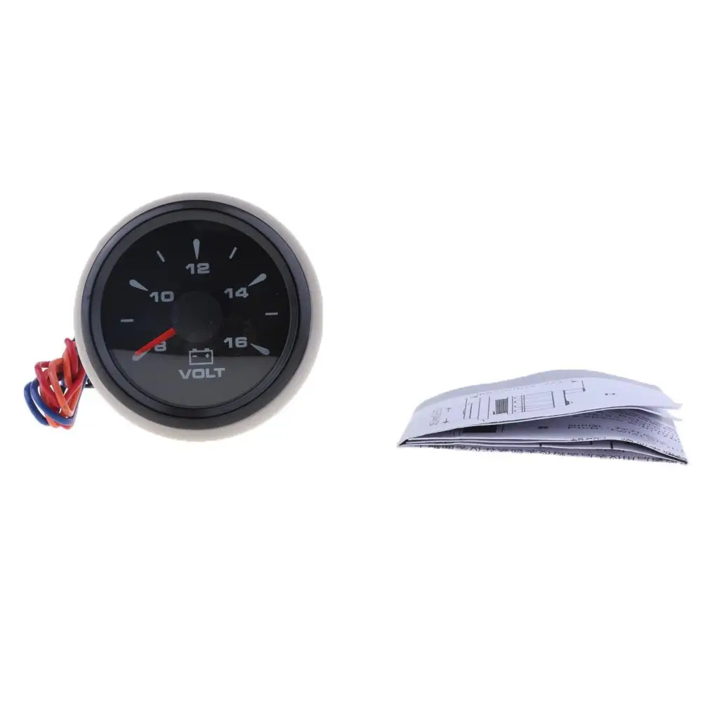

52mm Car Boat Marine Voltmeter Gauge Meter Black Face & Black Ring