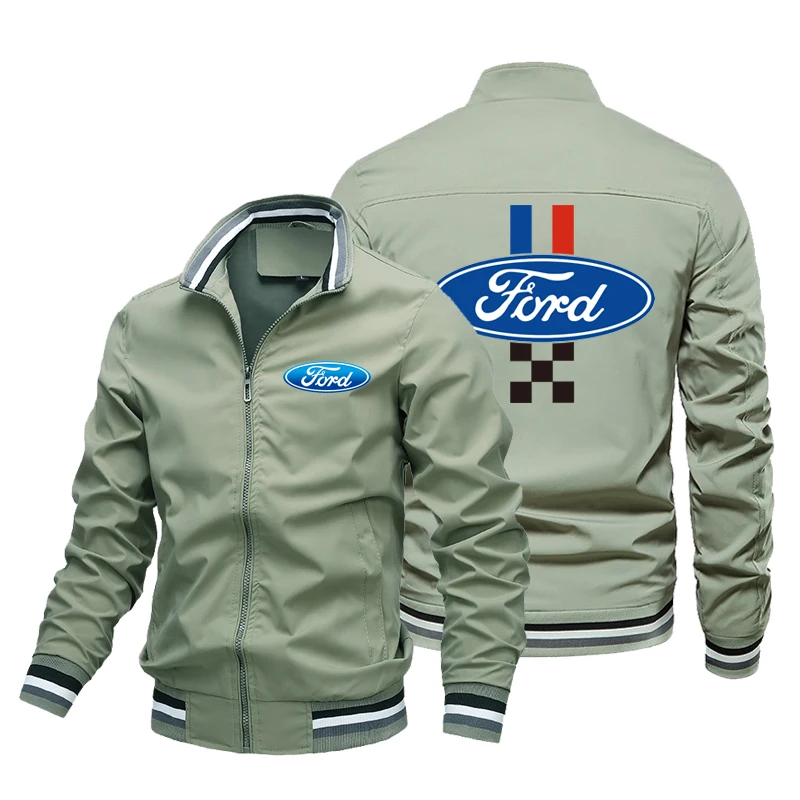 

New Ford LOGO Print Car Motorcycle Pilot Baseball Style Zipper Cardigan Custom Jacket Outdoor Casual Sports Fashion Jacket