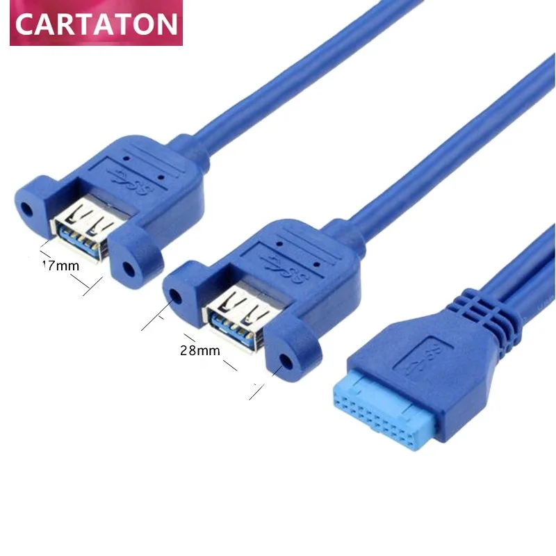 

Double Dual Port USB 3.0 Female Screw Mount Panel Type to Motherboard 20Pin extension Cable 30cm 50cm 80cm 0.3m 0.5m 0.8m