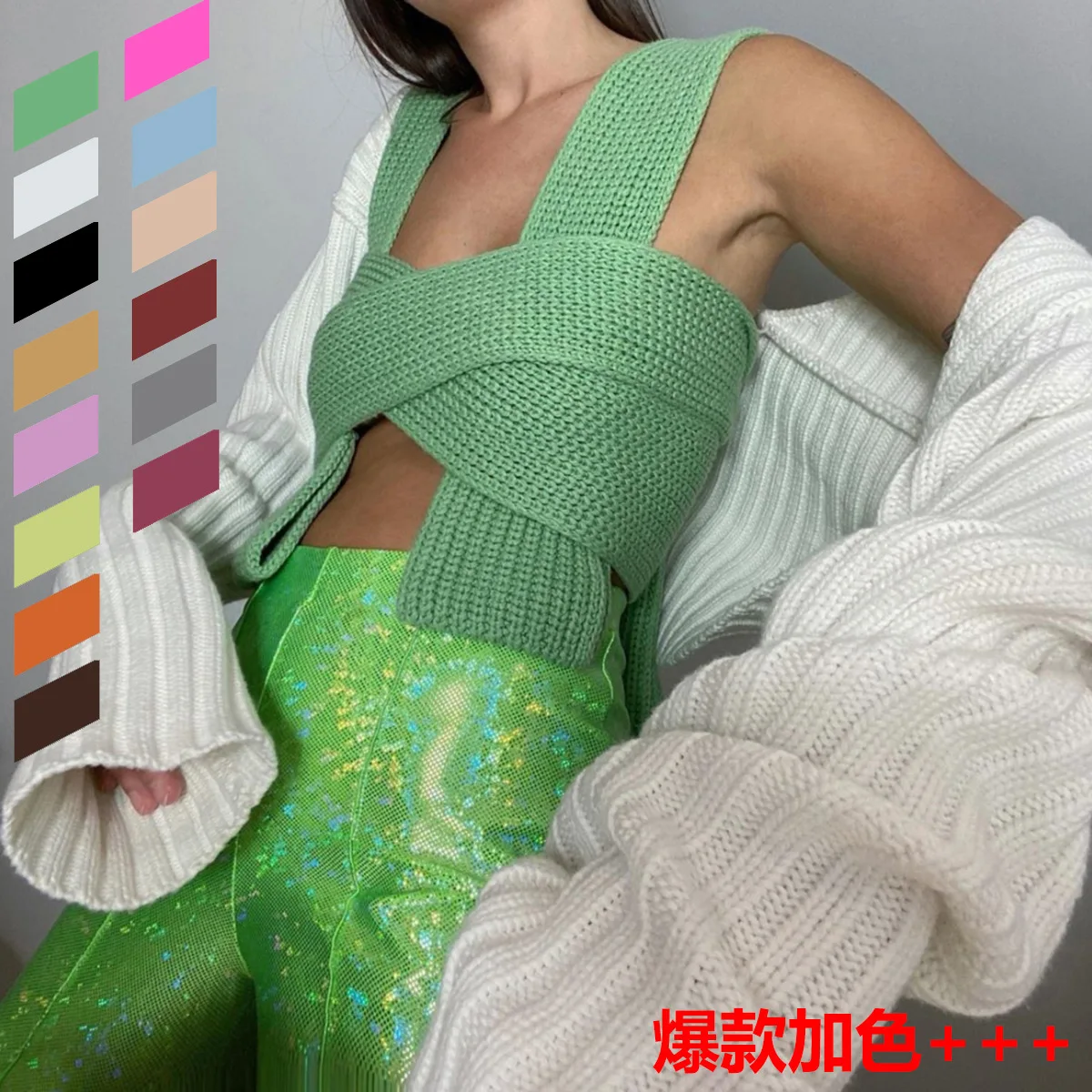 

Популярная женская одежда внутри и снаружи, универсальный шерстяной бандажный топ «сделай сам» Y2k, топы для женщин, корейская модная одежда