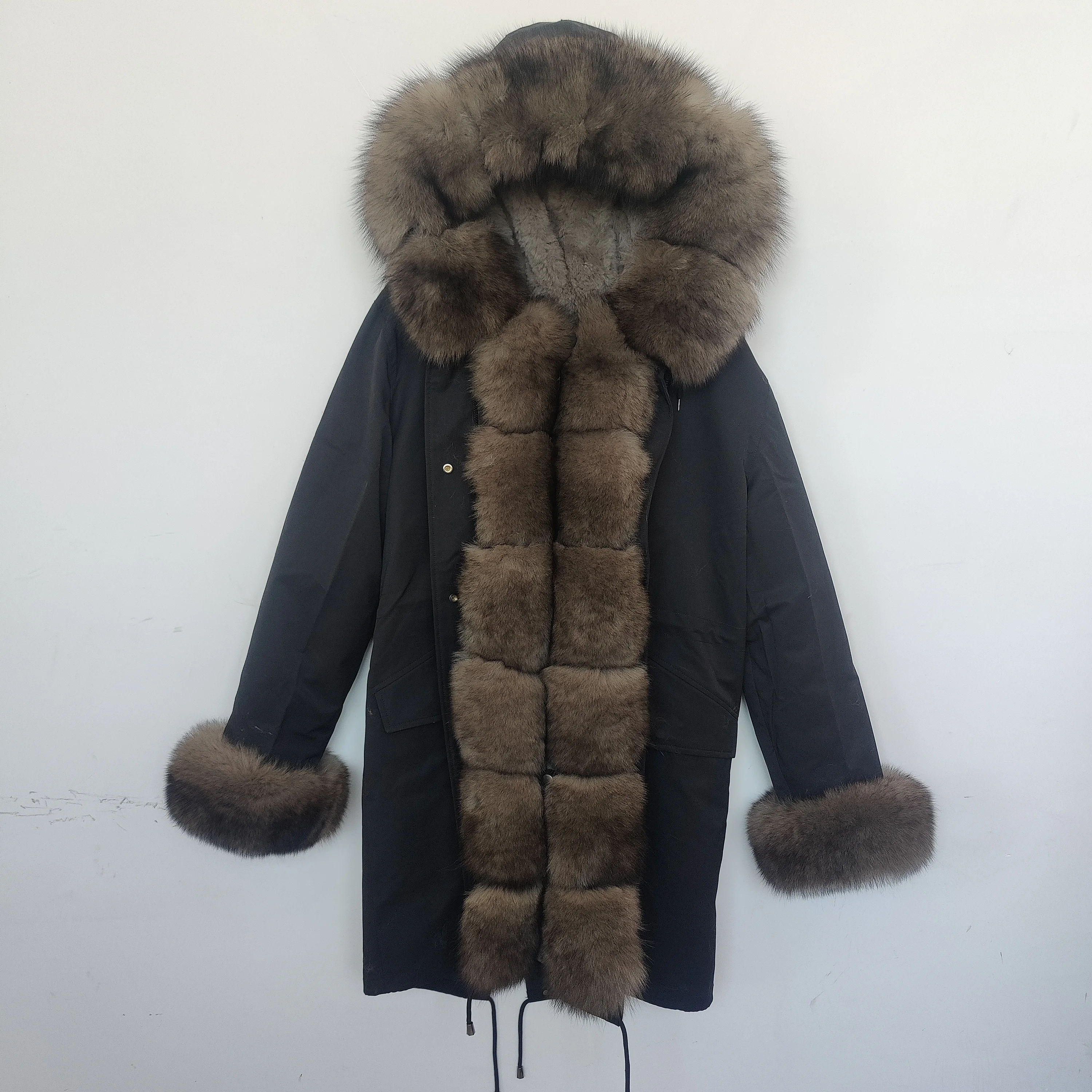 Real Fur jackets, natural Fox Fur collar, Rabbit fur lining,lucky Beizru coat Winter warm commuter wind waterproof ladies parkas