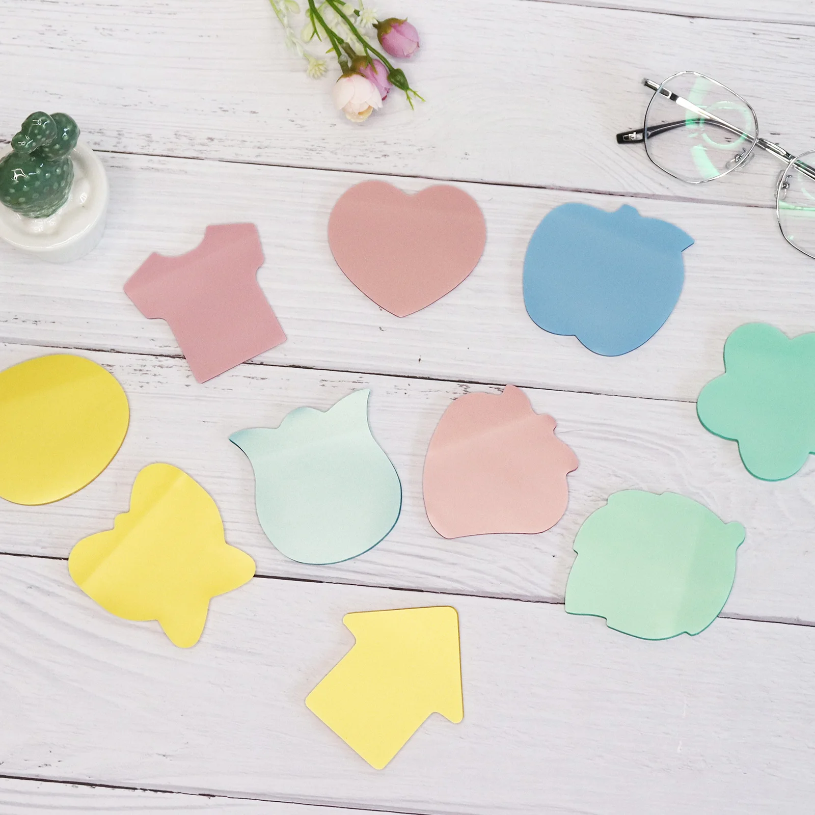 Creative Pearlescent Transparent Sticky Notes Cute Cartoon Shape Paper Tough Waterproof PET Self-Adhesive Sticky Notes